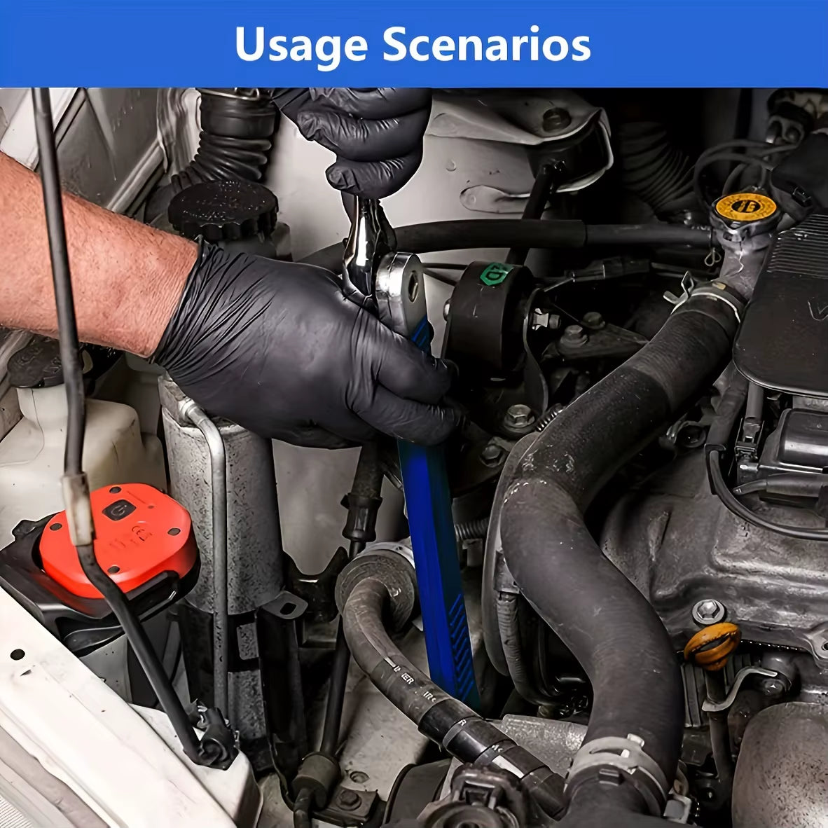 Impact Resistant Extension Wrench Set, Multi-Purpose Ratchet Wrench W/ 12, 14, 38Mm Square Drive Adapters for Tight Spaces